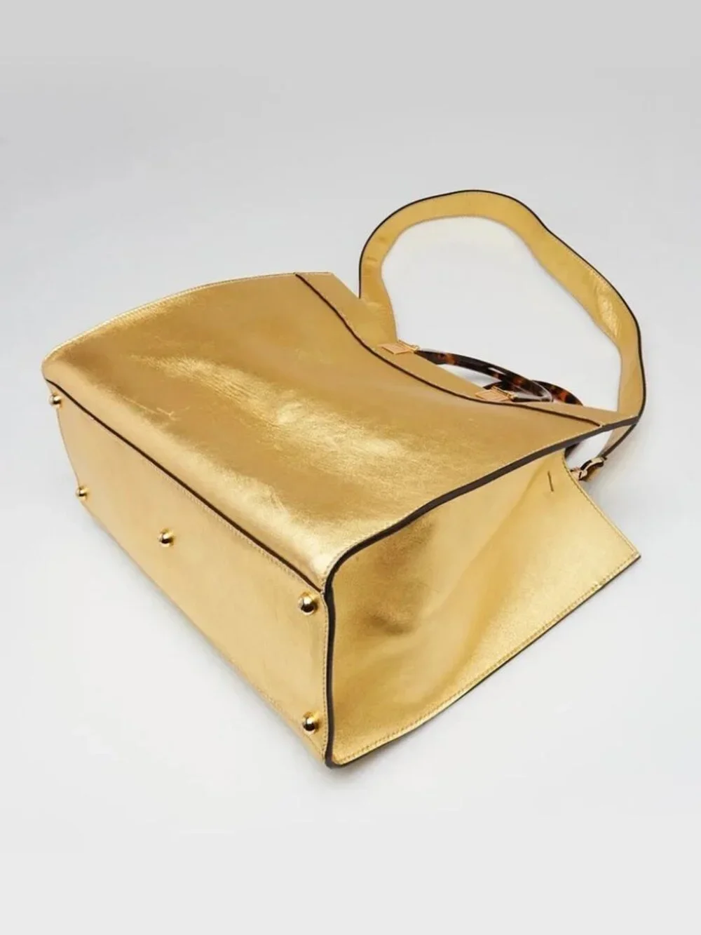 Fendi Gold Leather Medium Sunshine Tote Bag -8BH386 - Picture 3 of 11